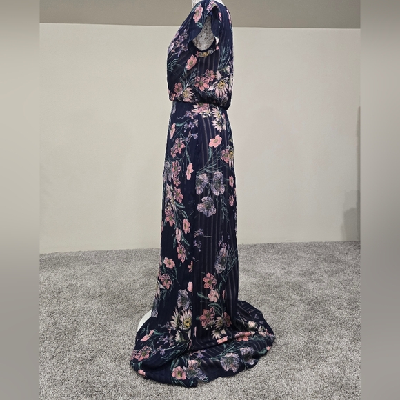 Kay Unger Ricarda Navy Floral Maxi Dress Sz 8 - Picture 9 of 15